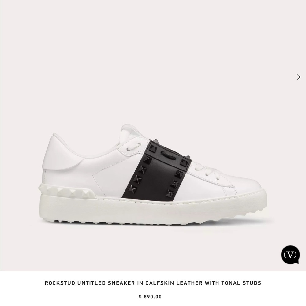 Valentino White and Black Rockstud Sneakers